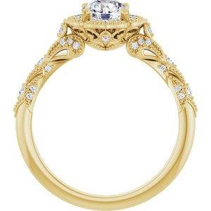 14K Yellow Gold 5.8 mm Round 1/6 CTW Natural Diamond Semi-Set Engagement Ring