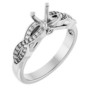 14K White Gold  5.8 mm Round Engagement Ring Mounting