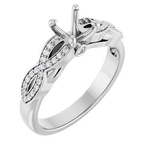 14K White Gold 5.8 mm Round 1/8 CTW Natural Diamond Semi-Set Engagement Ring