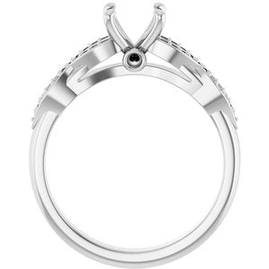 14K White Gold  6.5 mm Round Engagement Ring Mounting