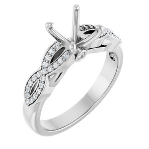 14K White Gold 5.5x5.5 mm Square 1/8 CTW Natural Diamond Semi-Set Engagement Ring