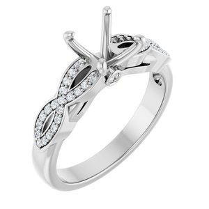 14K White Gold 5.5x5.5 mm Square 1/8 CTW Natural Diamond Semi-Set Engagement Ring