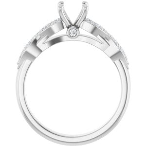 14K White Gold 5.8 mm Round 1/8 CTW Natural Diamond Semi-Set Engagement Ring