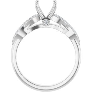 14K White Gold 5.5x5.5 mm Square 1/8 CTW Natural Diamond Semi-Set Engagement Ring