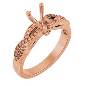 14K Rose Gold  7x5 mm Emerald Engagement Ring Mounting