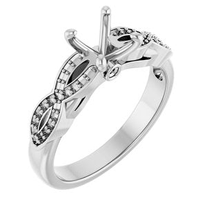 14K White Gold  6.5 mm Round Engagement Ring Mounting