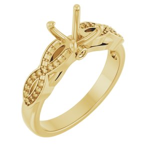 14K Yellow Gold  6 mm Cushion Engagement Ring Mounting