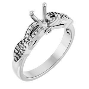 14K White Gold  7x5 mm Oval Engagement Ring Mounting