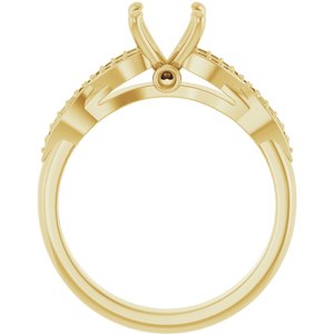 14K Yellow Gold  6 mm Cushion Engagement Ring Mounting