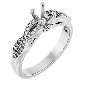 14K White Gold  6x4 mm Oval Engagement Ring Mounting