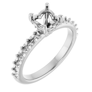 14K White Gold  6.5 mm Round Engagement Ring Mounting