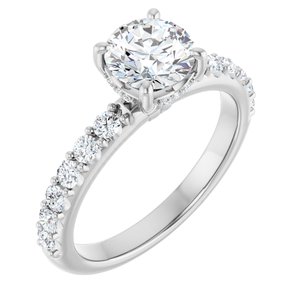 14K White Gold 6.5 mm Round 1/2 CTW Lab-Grown Diamond Semi-Set Engagement Ring