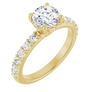 14K Yellow Gold 6.5 mm Round 1/2 CTW Lab-Grown Diamond Semi-Set Engagement Ring