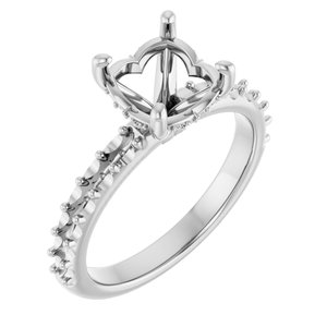 14K White Gold  8.2 mm Round Engagement Ring Mounting