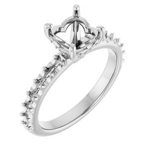 14K White Gold  7.4 mm Round Engagement Ring Mounting