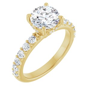 14K Yellow Gold 7.4 mm Round 1/2 CTW Lab-Grown Diamond Semi-Set Engagement Ring