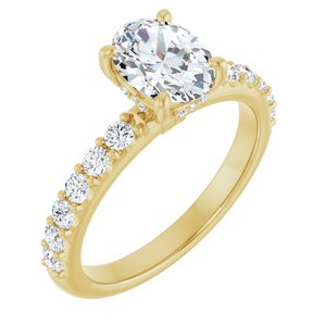 14K Yellow Gold 8x 6 mm Oval 1/2 CTW Lab-Grown Diamond Semi-Set Engagement Ring