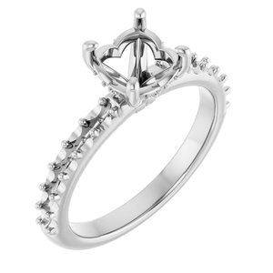 14K White Gold  7 mm Round Engagement Ring Mounting