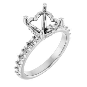 14K White Gold  9.4 mm Round Engagement Ring Mounting