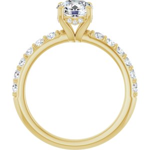 14K Yellow Gold 6.5 mm Round 1/2 CTW Lab-Grown Diamond Semi-Set Engagement Ring