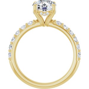 14K Yellow Gold 7.4 mm Round 1/2 CTW Lab-Grown Diamond Semi-Set Engagement Ring