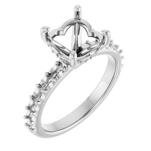 14K White Gold  9 mm Round Engagement Ring Mounting