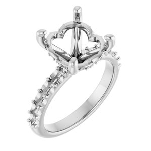 14K White Gold  12x10 mm Oval Engagement Ring Mounting