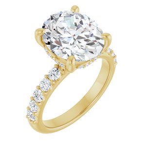 14K Yellow Gold 12x 10 mm Oval 5/8 CTW Lab-Grown Diamond Semi-Set Engagement Ring