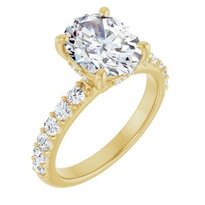 14K Yellow Gold 10x 8 mm Oval 5/8 CTW Lab-Grown Diamond Semi-Set Engagement Ring