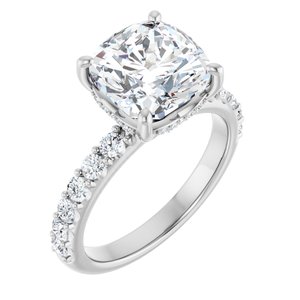 Platinum 9x 9 mm Cushion 1/2 CTW Lab-Grown Diamond Semi-Set Engagement Ring