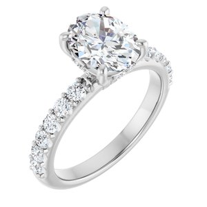 14K White Gold 9x 7 mm Oval 1/2 CTW Lab-Grown Diamond Semi-Set Engagement Ring