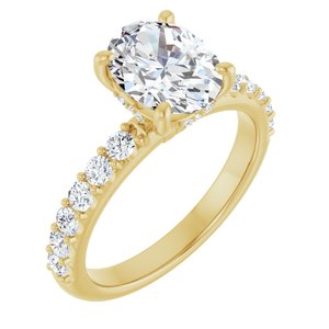 14K Yellow Gold 9x 7 mm Oval 1/2 CTW Lab-Grown Diamond Semi-Set Engagement Ring
