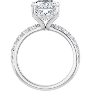 Platinum 9x 9 mm Cushion 1/2 CTW Lab-Grown Diamond Semi-Set Engagement Ring