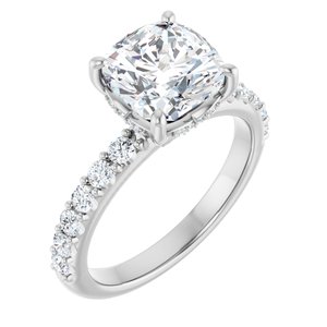 14K White Gold 8x 8 mm Cushion 1/2 CTW Lab-Grown Diamond Semi-Set Engagement Ring