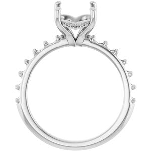 Platinum  9x7 mm Emerald Engagement Ring Mounting