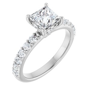 14K White Gold 5.5x5.5 mm Square 3/8 CTW Natural Diamond Semi-Set Engagement Ring