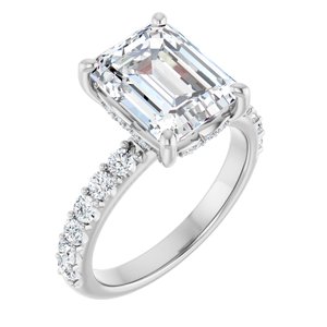 14K White Gold 10x8 mm Emerald 5/8 CTW Lab-Grown Diamond Semi-Set Engagement Ring