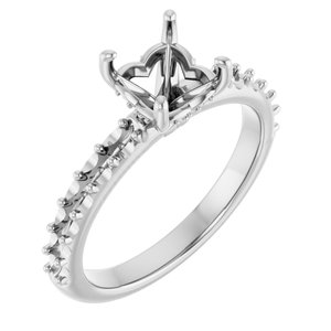 14K White Gold  6x6 mm Asscher Engagement Ring Mounting