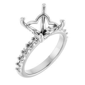 14K White Gold  8x8 mm Square Engagement Ring Mounting