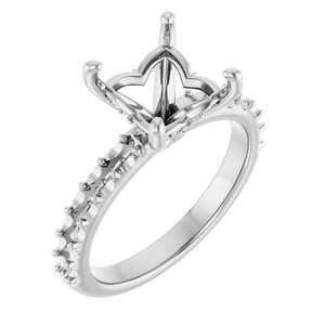 14K White Gold  7x7 mm Square Engagement Ring Mounting