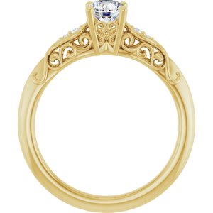 14K Yellow Gold 5.2 mm Round .03 CTW Natural Diamond Semi-Set Engagement Ring 