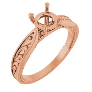 14K Rose Gold 6.5 mm Round Vintage-Inspired Engagement Ring Mounting