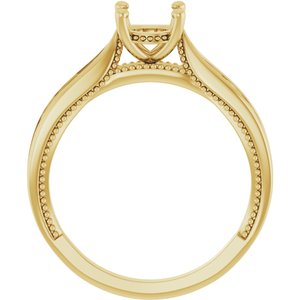 14K Yellow Gold 6.5 mm Round Vintage-Inspired Engagement Ring Mounting