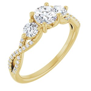 14K Yellow Gold 5.2 mm Round 3/8 CTW Natural Diamond Semi-Set Engagement Ring 