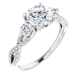 14K White Gold 7 mm Round 3/8 CTW Lab-Grown Diamond Semi-Set Engagement Ring