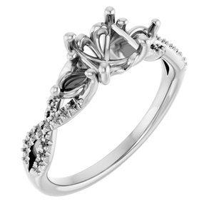10K White Gold  6.5 mm Round Engagement Ring Mounting