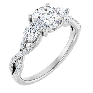 14K White Gold 6.5 mm Round 3/8 CTW Natural Diamond Semi-Set Engagement Ring