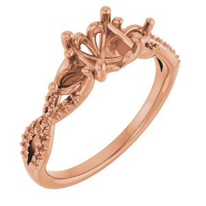 14K Rose Gold  6.5 mm Round Engagement Ring Mounting