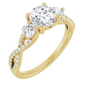14K Yellow Gold 6.5 mm Round 3/8 CTW Lab-Grown Diamond Semi-Set Engagement Ring