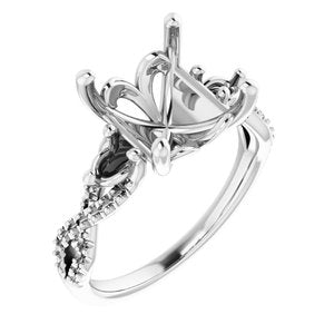 Sterling Silver  11 mm Round Engagement Ring Mounting